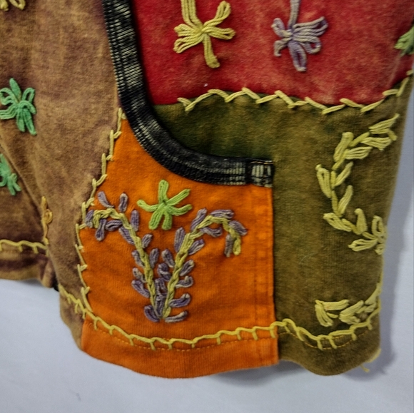 Women's Embroidered Floral Patchwork Jacket Womens XL Multicolor Artsy Halloween - Picture 4 of 7